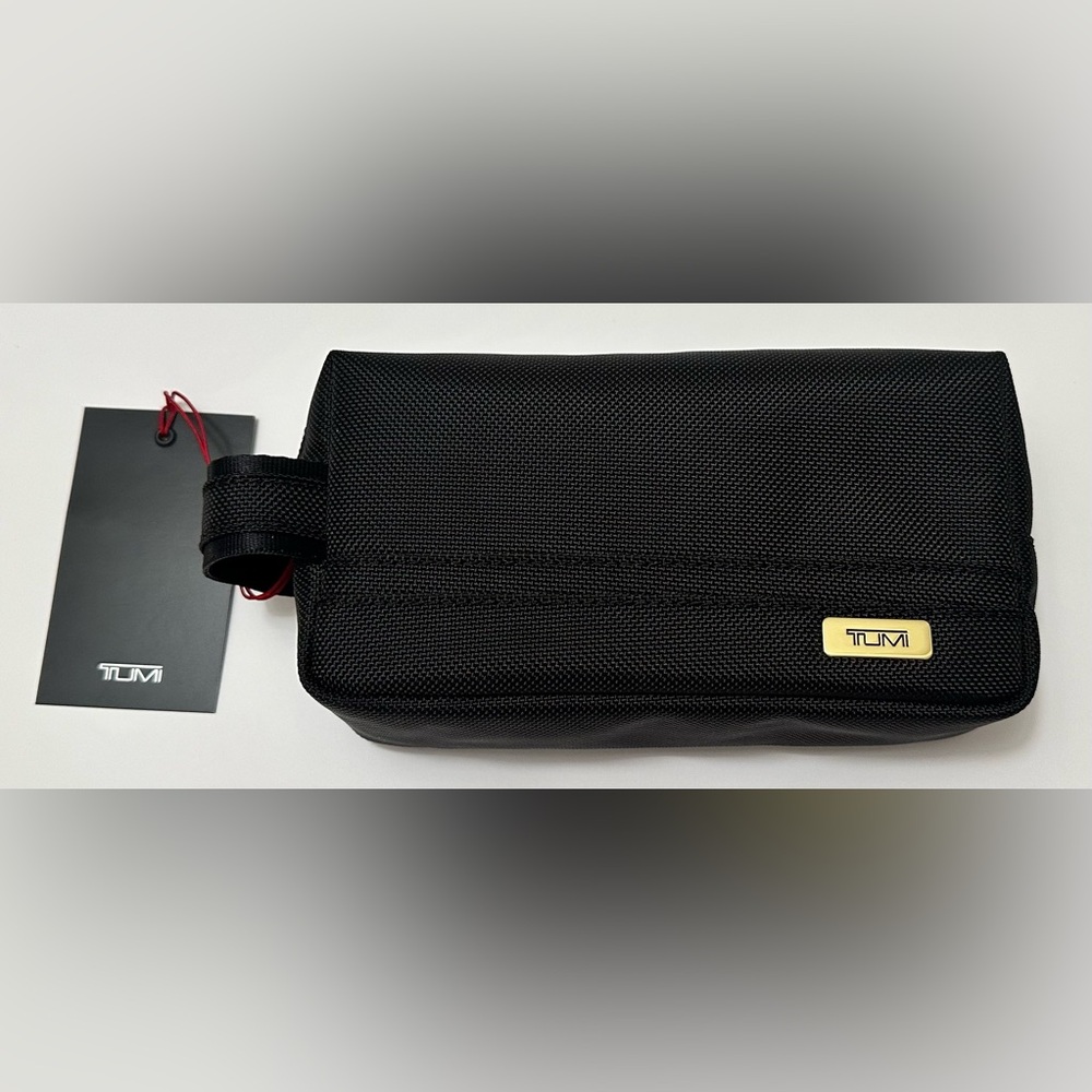 Brand New with Tag TUMI Small Kit Black with Gold Tone Hardware